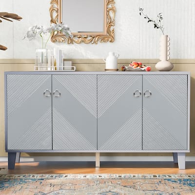 Elegant Light Luxury Cabinet with Geometric Design for Hallway,Silver