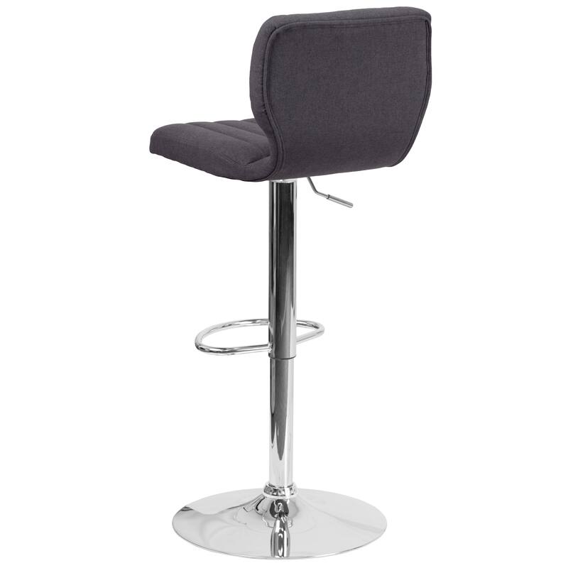 Contemporary Chrome Adjustable Bar Stool - 16.5"W x 19"D x 34.5" - 43"H