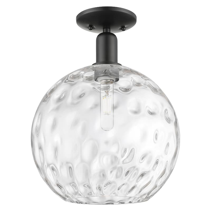 Innovations Lighting Endless Possibilities Arcadia - Athens Water Glass - 1 Light 12" Semi-Flush Mount - Matte Black