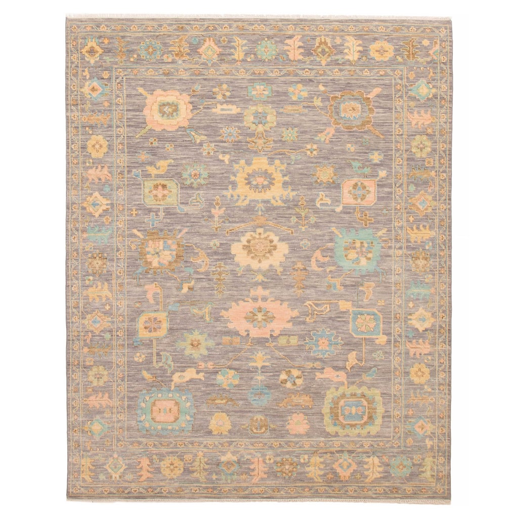 ECARPETGALLERY Hand-knotted Modern Oushak Grey Wool Rug - 8' 1" x 10' 1"