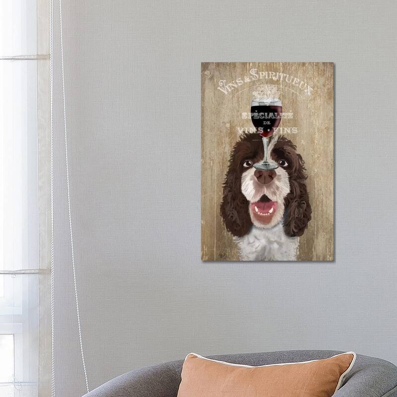 iCanvas "Dog Au Vin, Springer Spaniel" by Fab Funky Canvas Print - 26x18x1.5