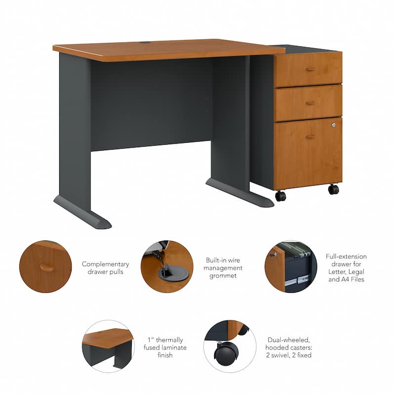 Series A 36W Desk with Mobile File Cabinet by Bush Business Furniture