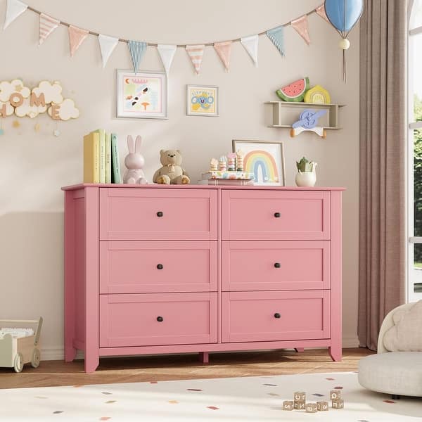 pink and green dresser 6 Drawer for Bedroom, Large Dresser with Deep Drawers & Metal Knobs wedding dress guest dresses