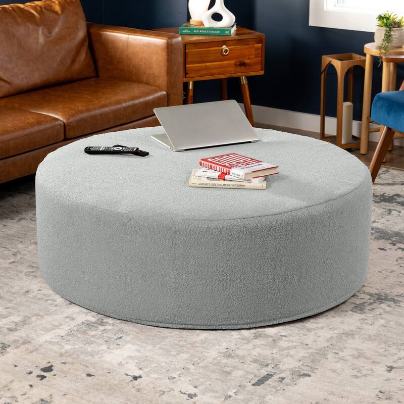 Jaxx Candler Round Couch Ottoman Large Coffee Table & Foot Rest, 44-Inch