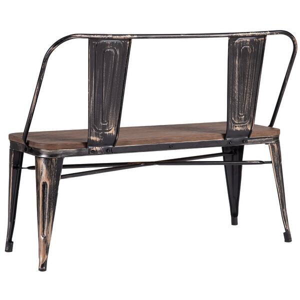 Rustic Distressed Wood Dining Bench With Metal Legs Overstock 28609011