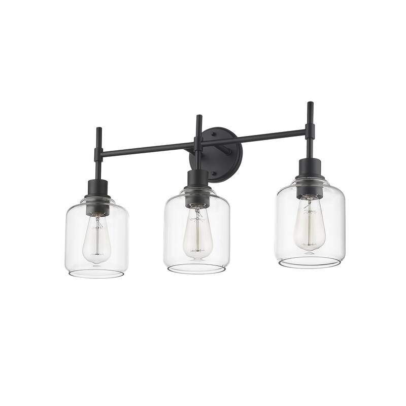 Millennium Lighting Asheville Bathroom Vanity Fixture in Matte Black with Clear Glass Shades