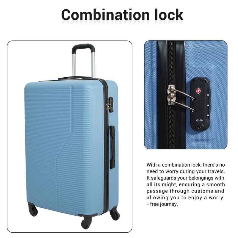 3-Piece Luggage Set ABS Lightweight & Durable Suitcase with Spinner Wheels, TSA Lock, (20/24/28)