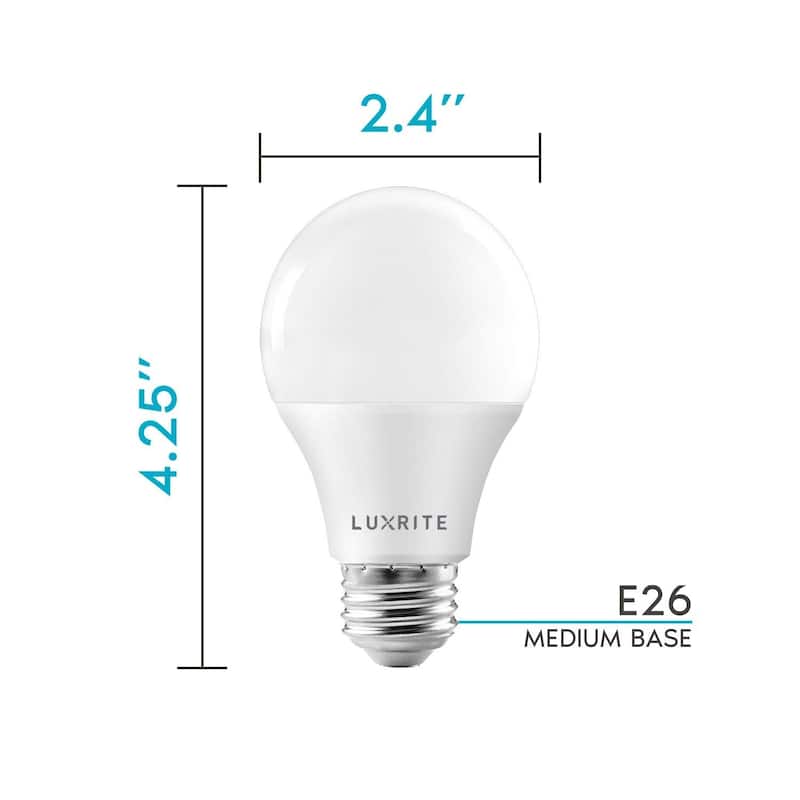 Luxrite A19 LED Bulb 75W Equivalent, 1100 Lumens, Dimmable, Enclosed Fixture Rated, Energy Star, E26 Base (6 Pack)