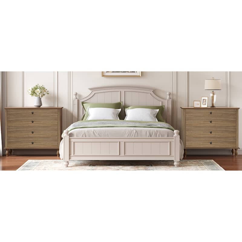 Rustic Wooden 4-Drawer Storage Chest with Metal Knobs and Solid Wood Feet by GDFStudio