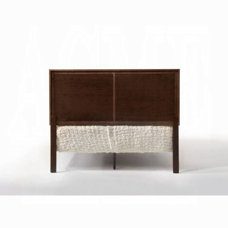 Paneled Eastern King Low Profile Bed with Chamfered Legs, Brown