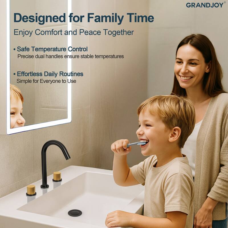 GRANDJOY 8" High Arc Widespread Double Handle Faucet