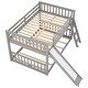 preview thumbnail 4 of 12, Floor Bunk Bed with Slide, Ladder Full Over Full Low Bunk Bed