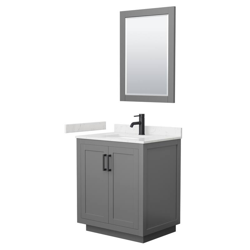 Miranda Single Vanity Set, Cultured Marble Top, 24-Inch Mirror
