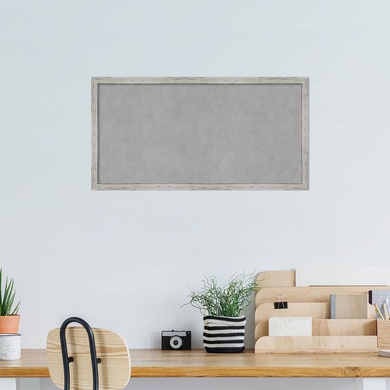 Amanti Art Shiplap White Narrow Framed Magnetic Board