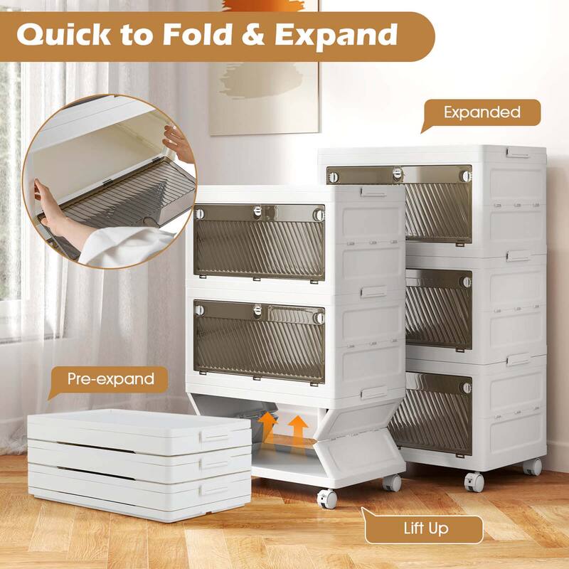 Costway 3/4-Tier Stackable Storage Bins 33-gal Collapsible Storage