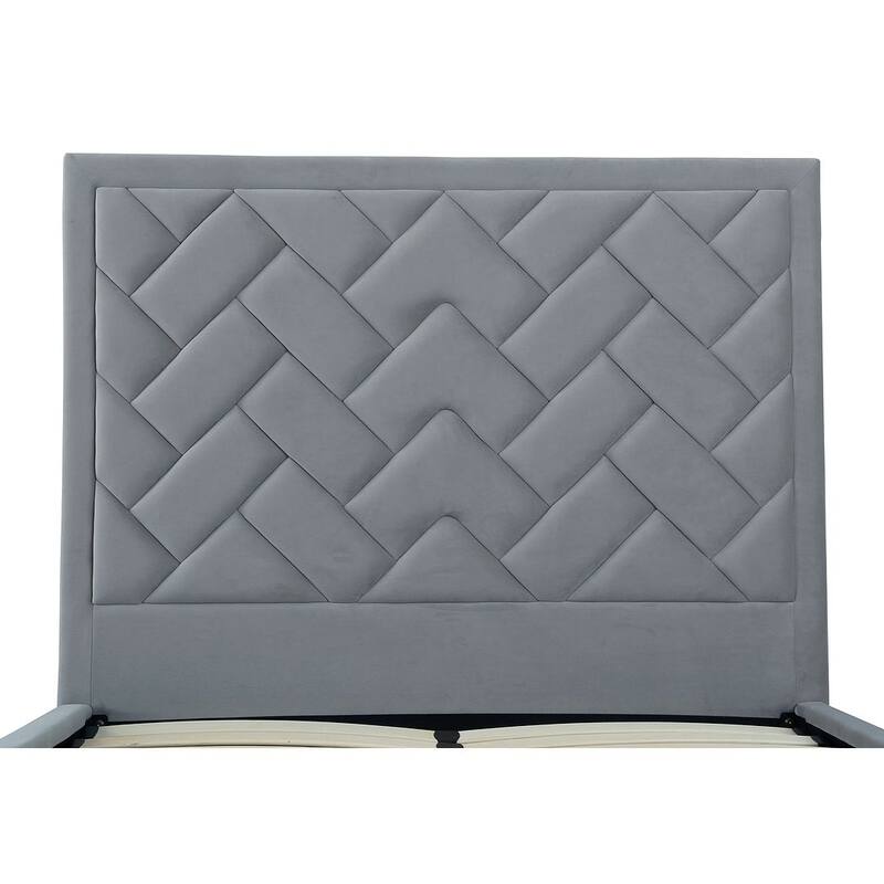 Manhattan Comfort Crosby Modern Velvet Upholstered Bed