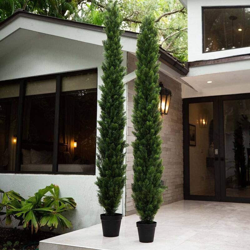 10ft. UV Resistant Artificial Cedar Pine Tree (Indoor/Outdoor) - Durable Seasonal Holiday X-Mas Display