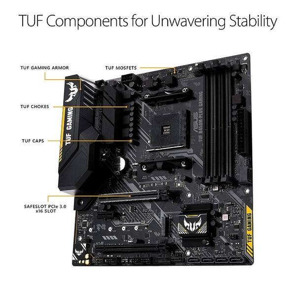 Asus Tuf B450 Gaming Motherboard Amd Ryzen 2 Am4 Ddr4 Hdmi Dvi D M 2 Micro Atx Tuf B450m Plus Gaming Overstock