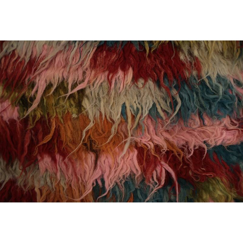 Hand Knotted Oriental 100% Wool Carpet Tribal Checkered Multi-Colored Moroccan Area Rug - 9' 10'' X 8' 1''