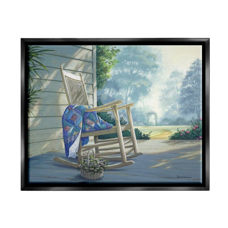 Stupell Rocking Chair on Porch Framed Floater Canvas Wall Art Design by Michael Humphries - 21 x 17 - Black