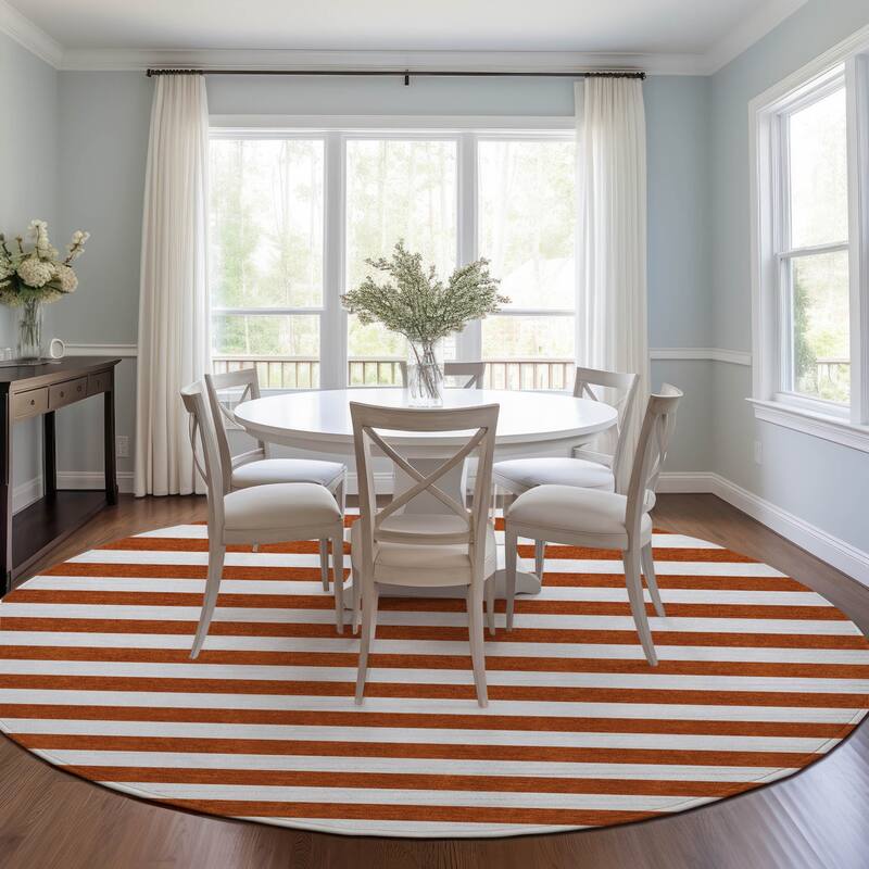 Elri Stripe Weather Resistant Blended Style Outdoor Rug