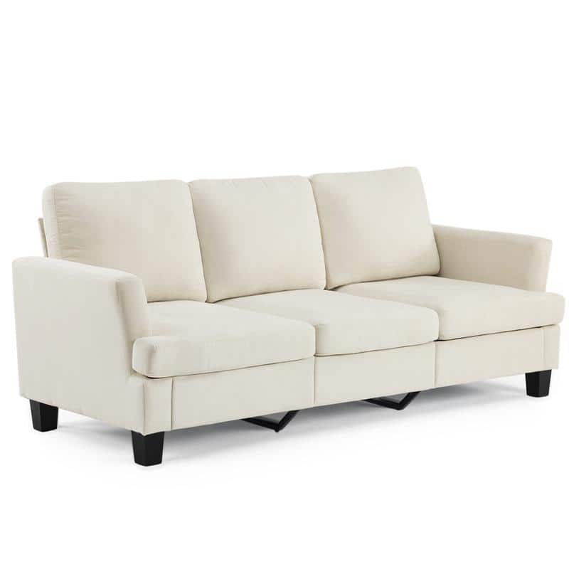 83.5" Upholstered Square Arm Suede Sofa - Off-white