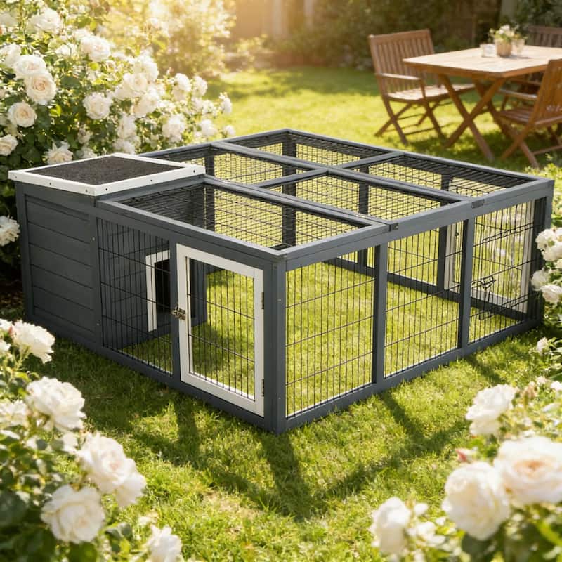 Small Animal Hutch Cage,Pet House,Rabbit House is designed for convenient cleaning - Gray - Gray