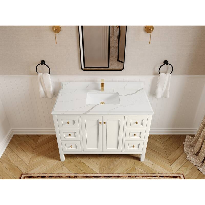 Willow Collections 48 in. W x 22 in. D Nashville Single Sink Bathroom Vanity with Countertop - 1.5”Calacatta Laza - Ivory
