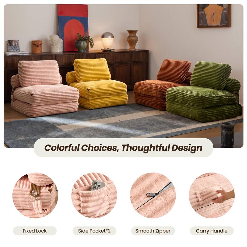 OVIOS Corduroy Foldable ​Compressed Sleeper Sofa