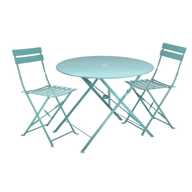 Carolina Living Bistro 36" Round Folding Outdoor Table - Umbrella Hole