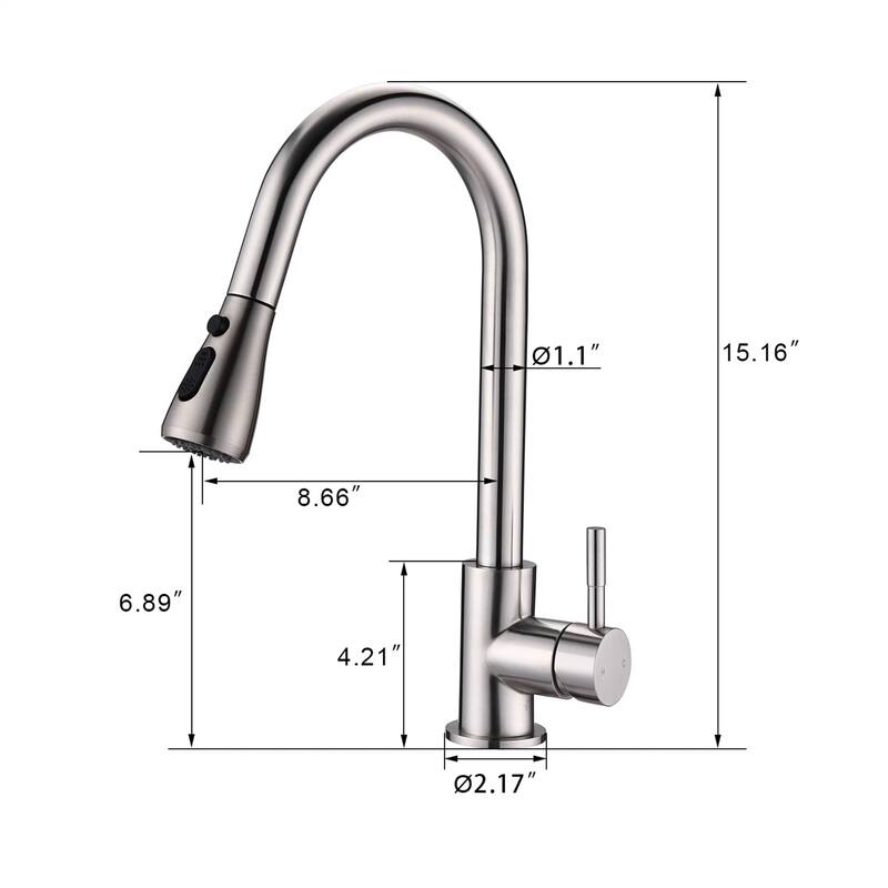 Pull Down Kitchen Sink Faucet Single Handle Kitchen Faucet WIth Sprayer Stainless Steel One Hole Modern Basin Laundry Taps