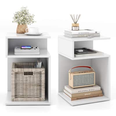 Gymax 2PCS S-Shaped Side Table for Small Space Morden End Table