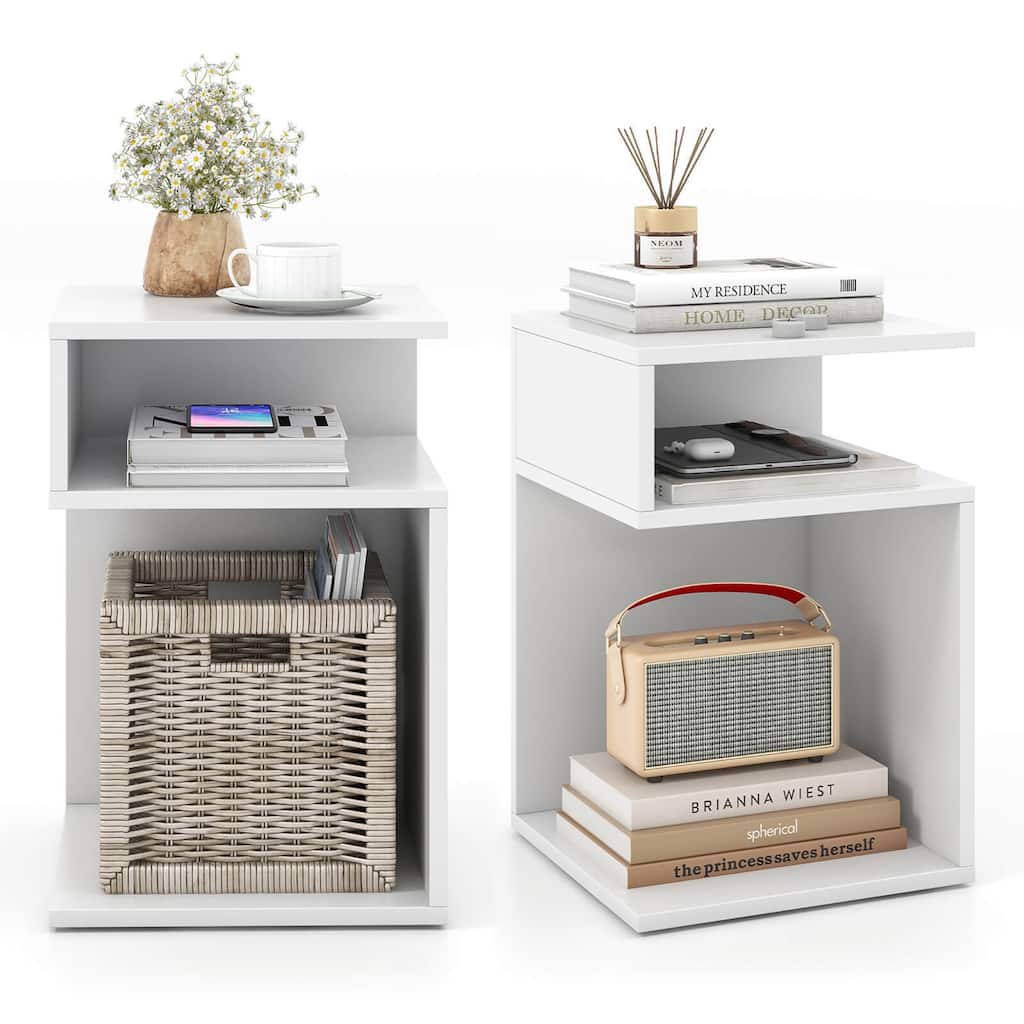 Gymax 2PCS S-Shaped Side Table for Small Space Morden End Table