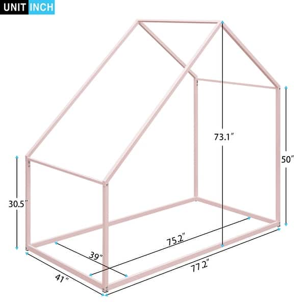 dimension image slide 0 of 2, Roof Design Metal House Bed Frame for Kids