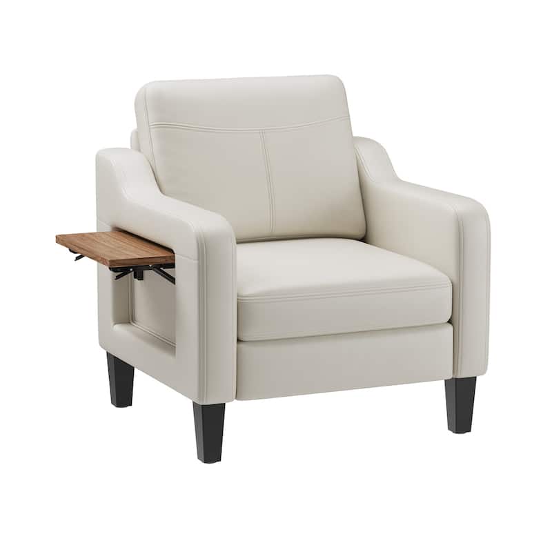 Modern Accent Chair with Wooden Armrest Comfortable Single Sofa Armchair for Living Room Bedroom Reading