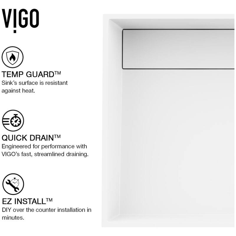 Vigo VGT2041 Montauk 23" Rectangular Stone Composite Vessel Bathroom