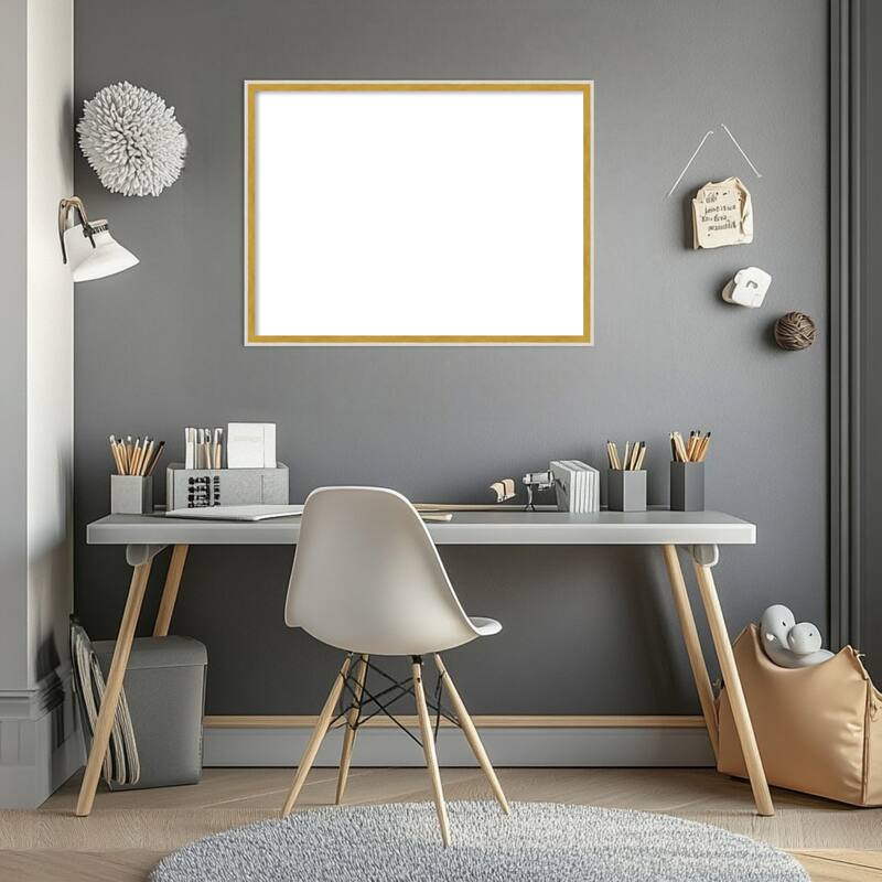 Amanti Art Paige White Gold Framed Dry Erase Magnetic Board