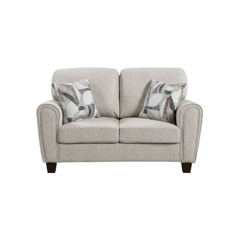 Loi Loveseat w 2 Pillows, Reversible Cushion, Gray Chenille, 63 Inch