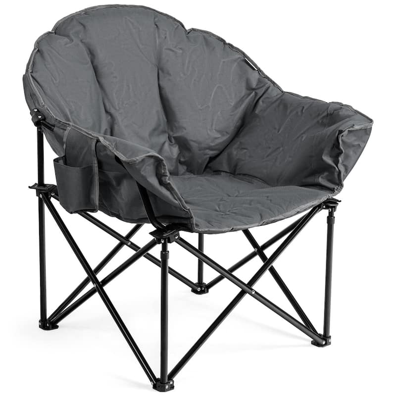 Portable Camping Chair Outdoor Folding Chair with Soft Padded Seat - Grey