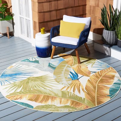SAFAVIEH Barbados Souzan Tropical Indoor/ Outdoor Waterproof Patio Backyard Rug