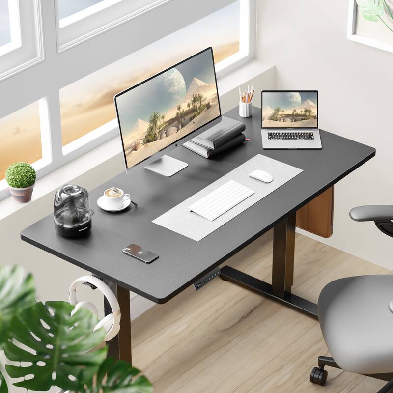 Electric Standing Desk - Adjustable Height Computer Workstation with Memory Settings for Home Office, Gaming & Study