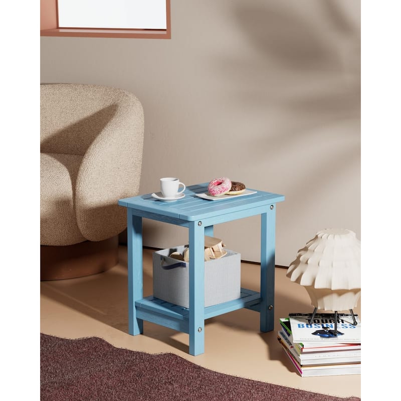 WINSOON HIPS All Weather 2 Layer Outside Table Adirondack Square Side Table