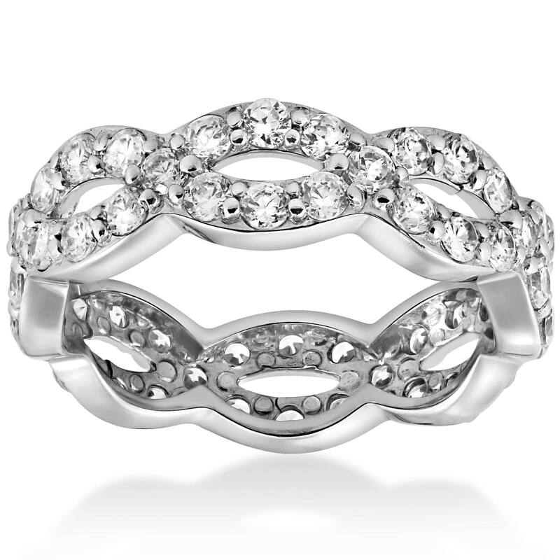 1 cttw Diamond Infinity Eternity Wedding Anniversary Ring White Gold