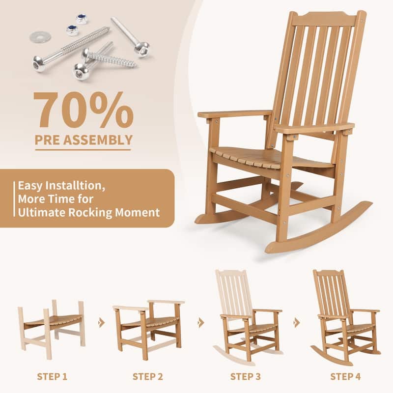 Vrakae Patio All Weather Resistant High Back Rocking Chair