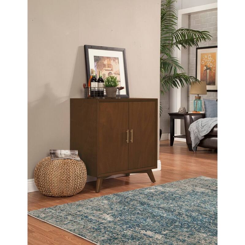 Alpine Furniture Flynn Small Bar Cabinet, Walnut