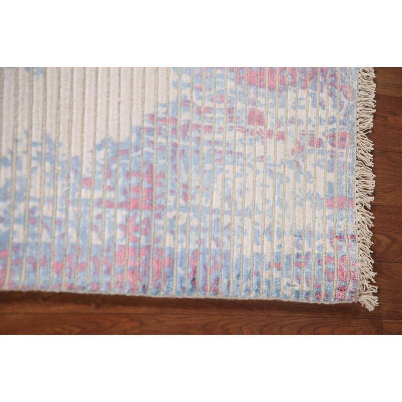Abstract Accent Rug Hand-Knotted Striped Wool Carpet - 3'11"x 5'6"