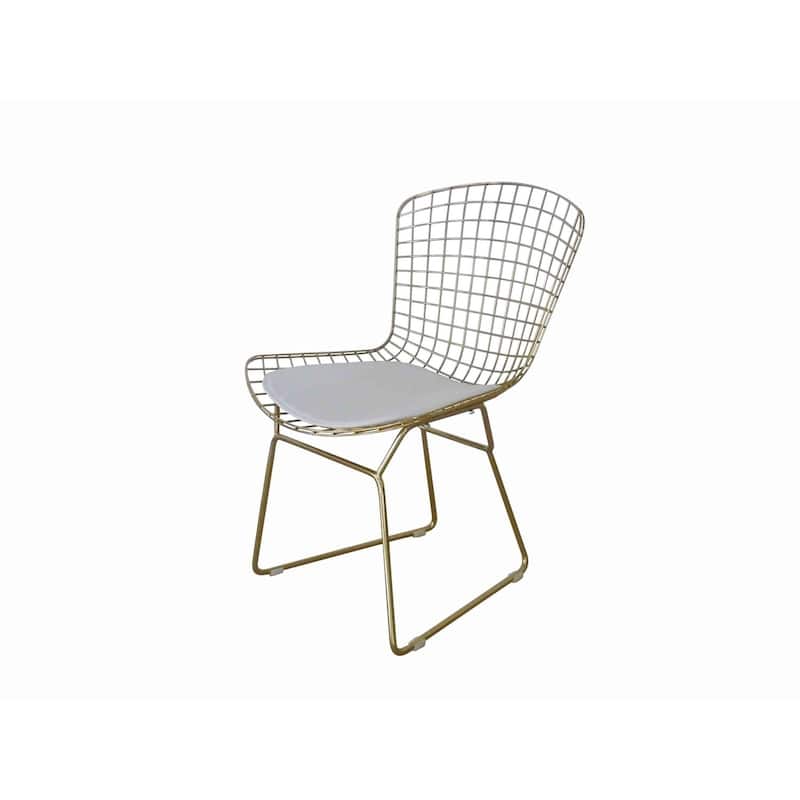 Gold and White/Black Faux Leather Upholstered Metal Frame Dining Chair, Set of 2, Sturdy Dining Chair for Dining Rooms - 19.5