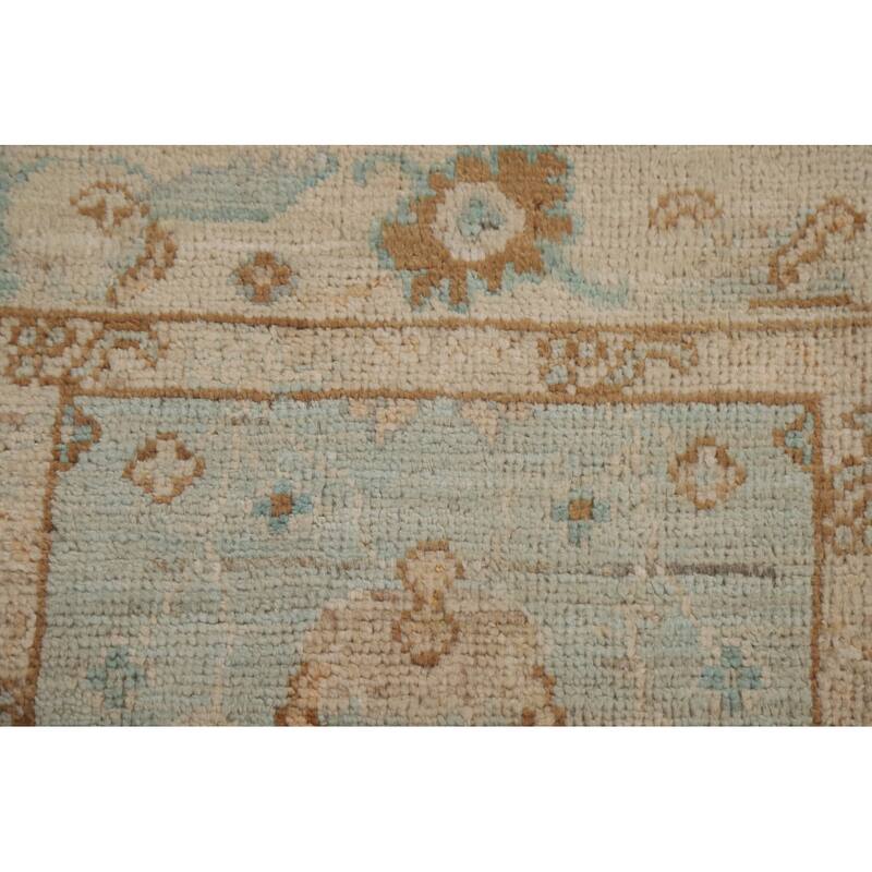 Hand Knotted Oriental 100% Wool Carpet Transitional Geometric Navy Blue & Blues Oushak Area Rug - 3' 0'' X 1' 11''