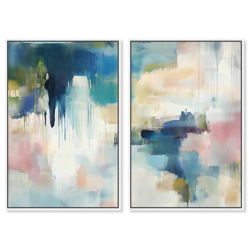 Pale Periwinkle II Canvas Set of 2 by Art Remedy - 10" x 15" - White
