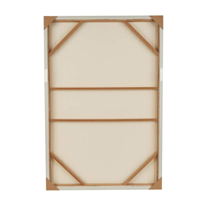 Beige Wooden Vertical Line Abstract Framed Wall Art with Brown Wooden Frame
